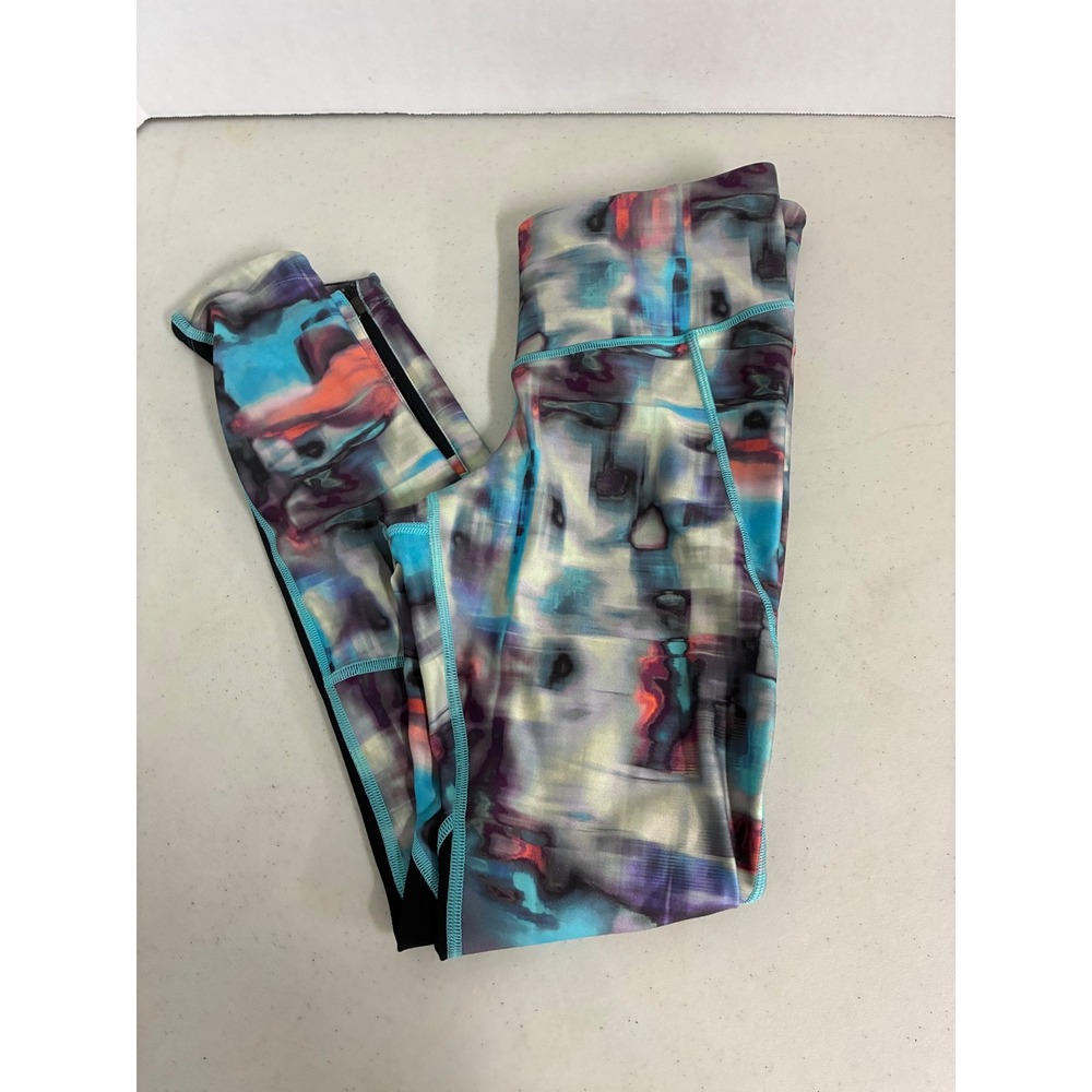 Under Armour Women Medium HeatGear Compression Leggings‎ Abstract Watercolor